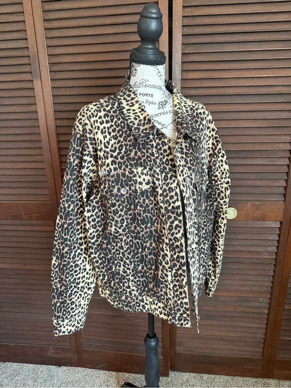 R.V.T Leopard Print Stretch Trucker Jacket Shacket 18/20W Plus